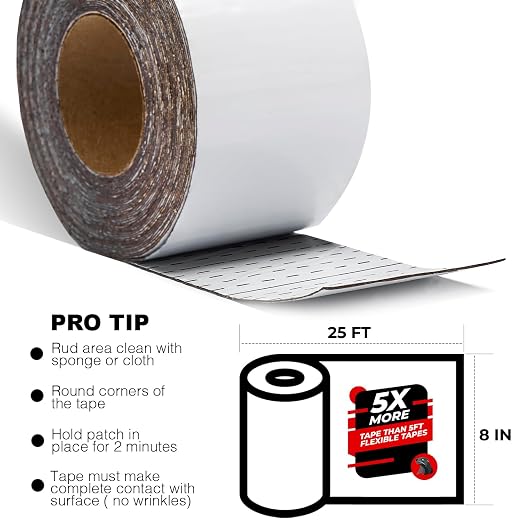 White RV Roof Sealant Tape, UV-Resistant, Weatherproof Patch - Image 2