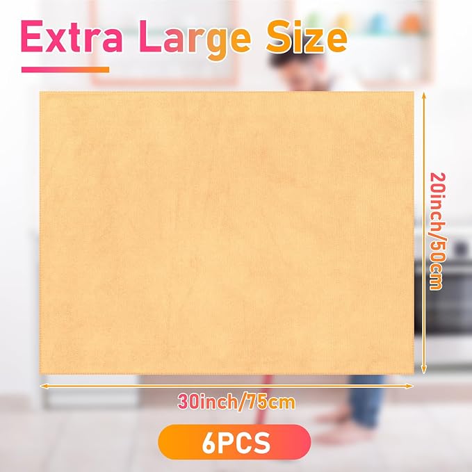 Newwiee 6 Pcs Extra Large Microfiber Cleaning Cloth 30" x 20" Washable Reusable - Image 2