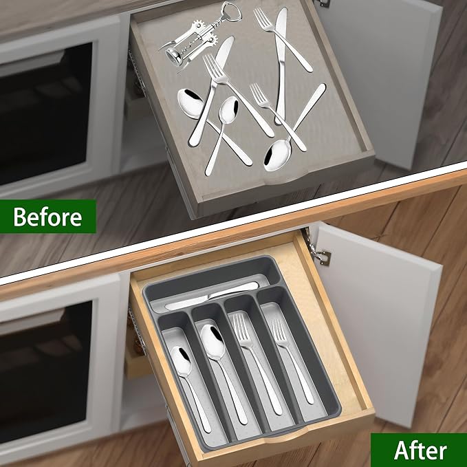 Silverware Organizer Utenisl Organizer Holder Kitchen Drawer Organizer Plastic - Image 4