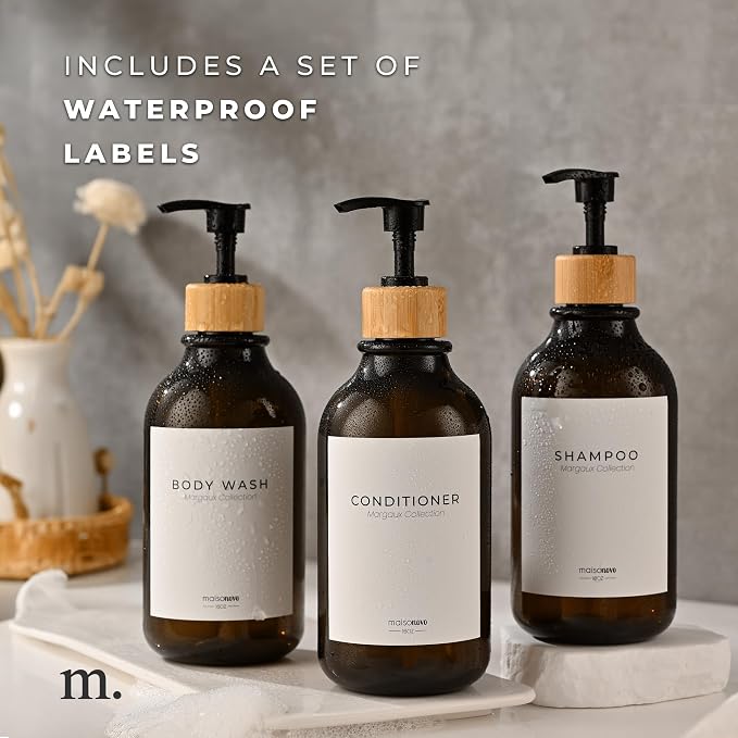 MaisoNovo Refillable Shampoo and Conditioner Bottles | 16.9 fl oz Set of 3 - Image 6