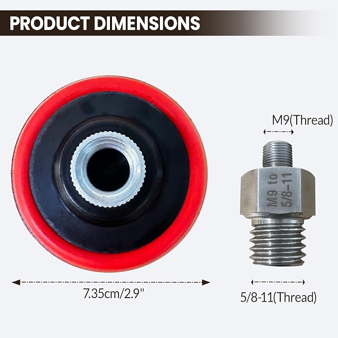 3" Hook and Loop Sanding/Polishing Backing Pad, M9 to 5/8-11 Hex Grinding Bit - Image 2