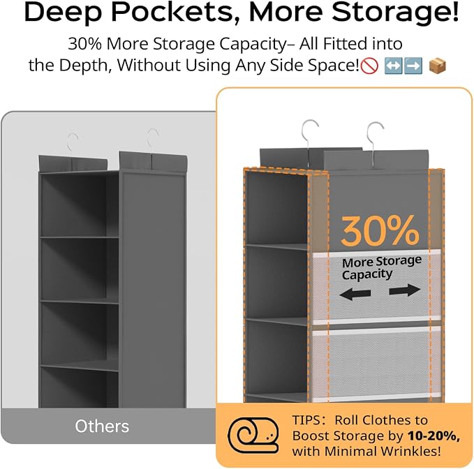 Deep Hanging Closet Organizers and Storage, Closet Hanging Storage Shelves - Image 3
