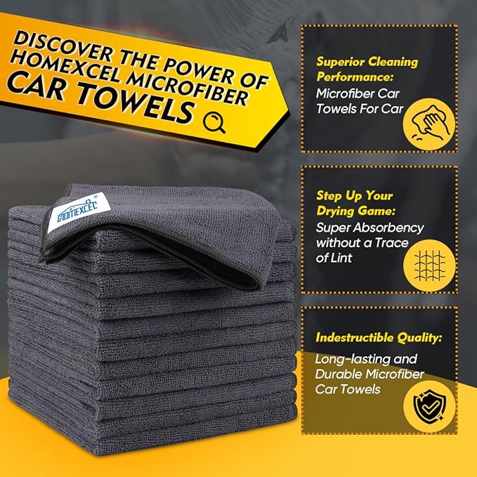HOMEXCEL Microfiber Cleaning Cloths 12 Pack, Premium 16 x 16 inch Microfiber - Image 2