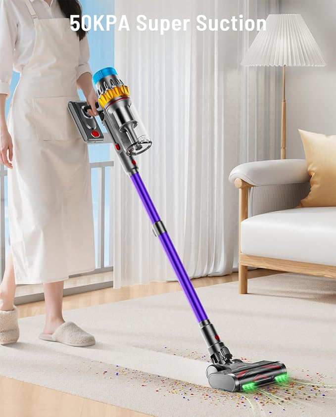 Cordless Vacuum Cleaner, 600W 50KPA 70Min Powerful Vacuum Cleaners - Image 2
