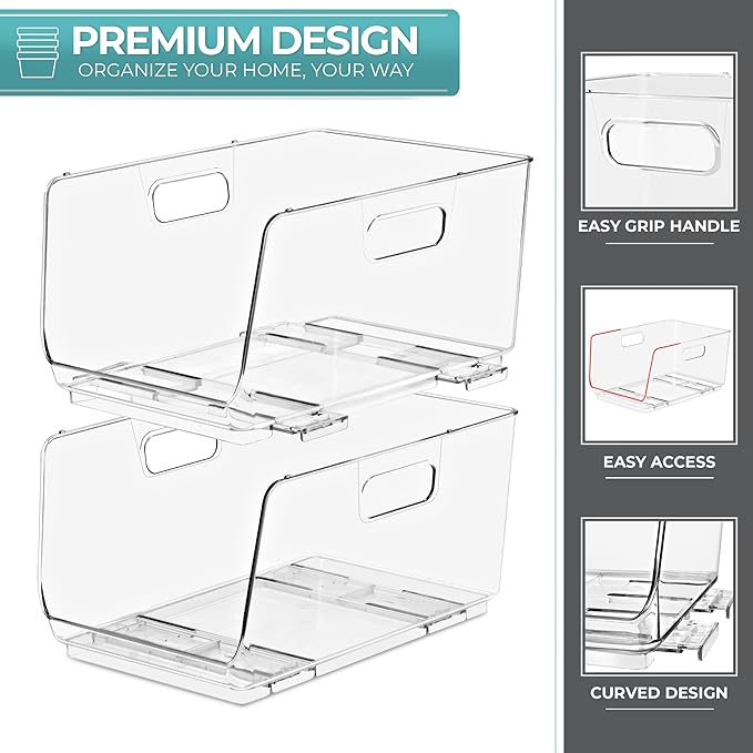 Sorbus Stackable Storage Bins Open Front - Image 4