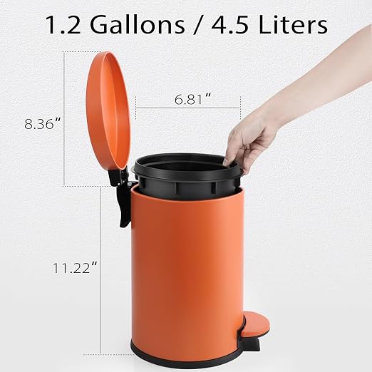 TIPGO Small Trash Can with Lid Soft Close, 4.5 Liters / 1.2 Gallon Bathroom - Image 5