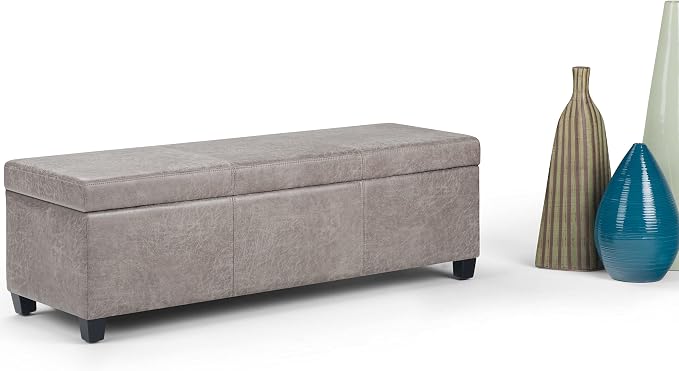 SIMPLIHOME Avalon 48 inch Wide Contemporary Rectangle Storage Ottoman Bench in - Image 4