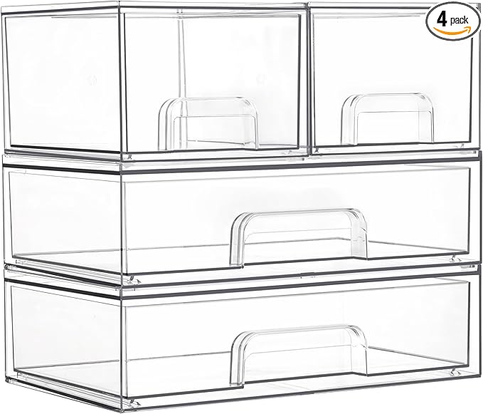 Vtopmart Stackable Storage Drawers Set of 4, Laundry Room Organization by Vtopmart