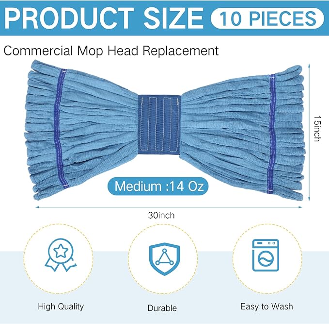 Lallisa 10 Pcs Commercial Mop Head Replacement Tube Microfiber Mop Heads - Image 2