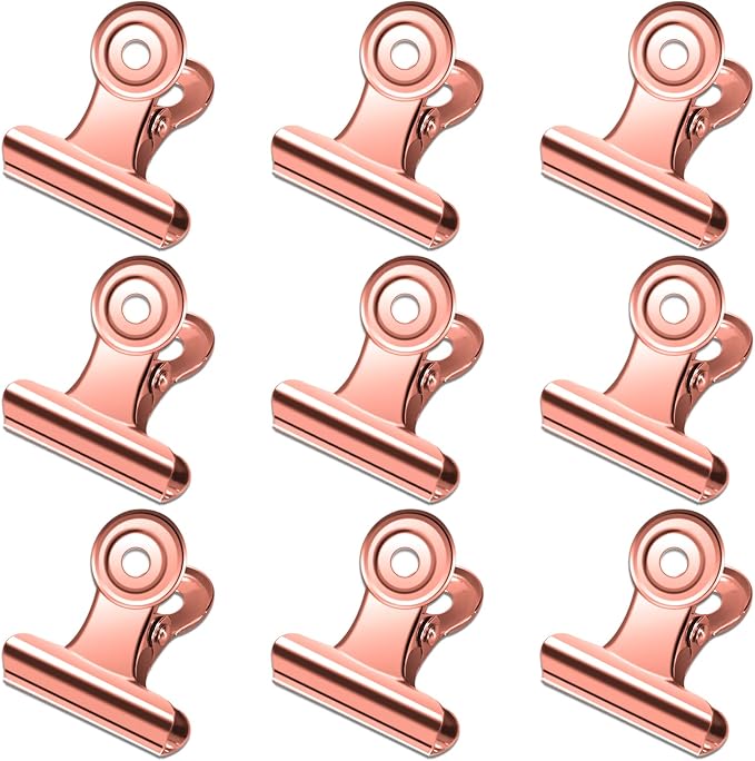 30 Pack Small Rose Gold Bull Clips, 1.22 Inch Mini Metal Hinge Clips by Orcielo
