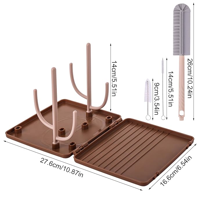 Baby Bottle Drying Rack，Travel Baby Bottle Drying Rack Set, Cleaner Kit - Image 2