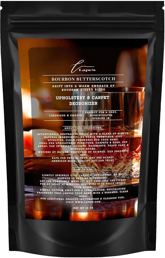 Bourbon & Butterscotch Carpet Freshener Powder 16 oz | Powerful Odor Eliminator by Lapew