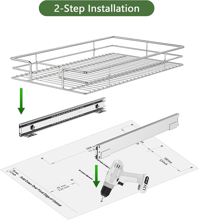 LOVMOR Pull Out Cabinet Organizer 14"W x 21"D, Kitchen Cabinet Pull Out Shelves - Image 8