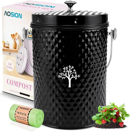AOSION Countertop Compost Bin Kitchen，Odorless Indoor Compost Bin by AOSIONUSA
