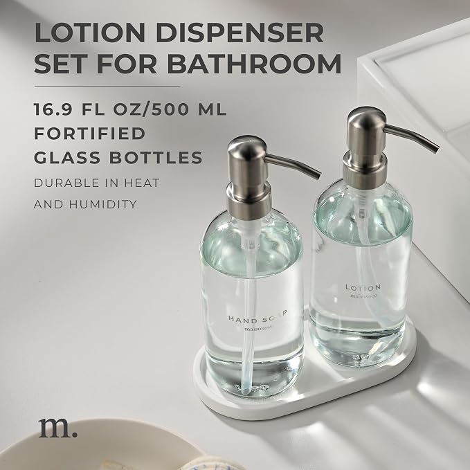 MaisoNovo Soap Dispenser 3-Piece Set | 16.9oz Clear Bottles - Image 2