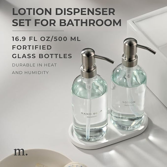 MaisoNovo Soap Dispenser 3-Piece Set | 16.9oz Clear Bottles - Image 2