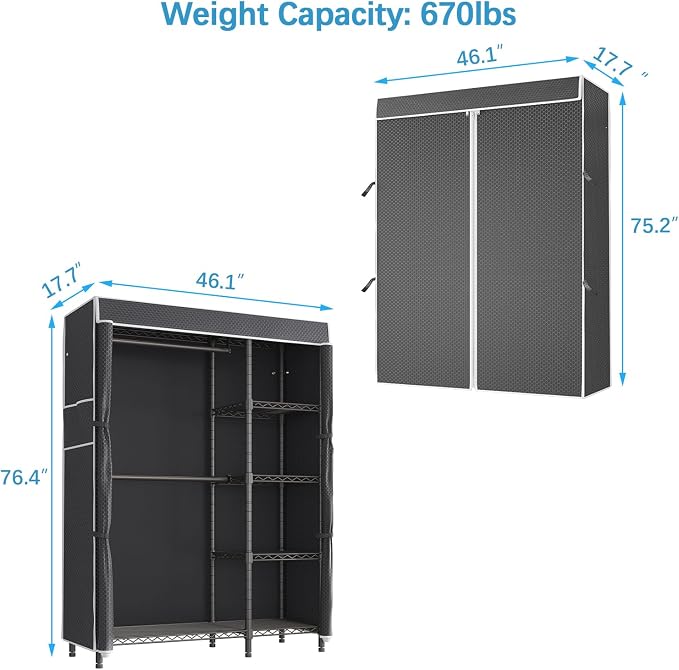 VIPEK V7C Garment Racks with Cover Portable Closets - Image 6