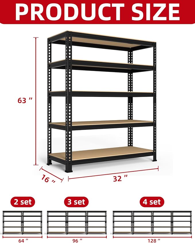 PrimeZone 32" W x 16" D x 63" H Storage Shelves - Image 3