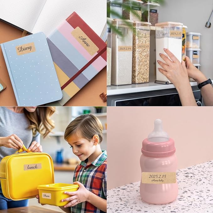 Kraft Label Stickers Removable Writable Gift Labels, Self-Adhesive Brown Labels - Image 6