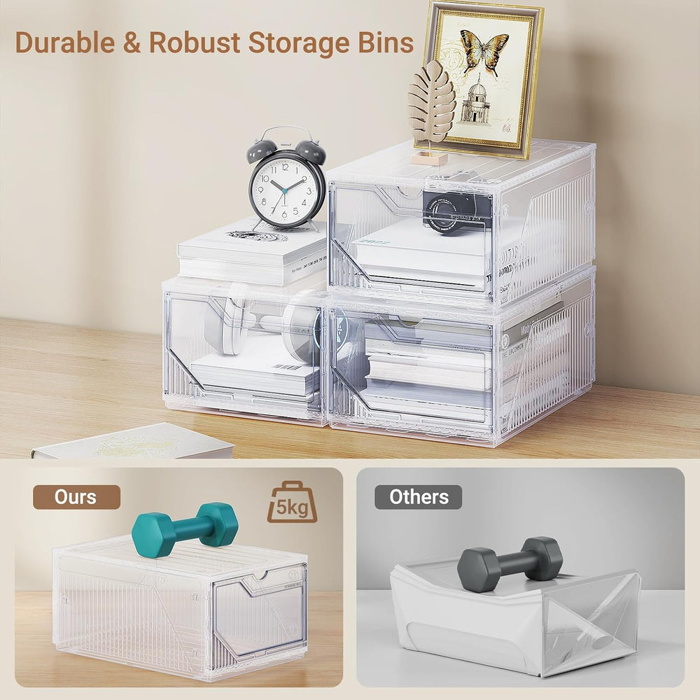 BROVIEW XX-Large Shoe Sneaker Storage Boxes for Size 14, 12 Pack Shoe Boxes