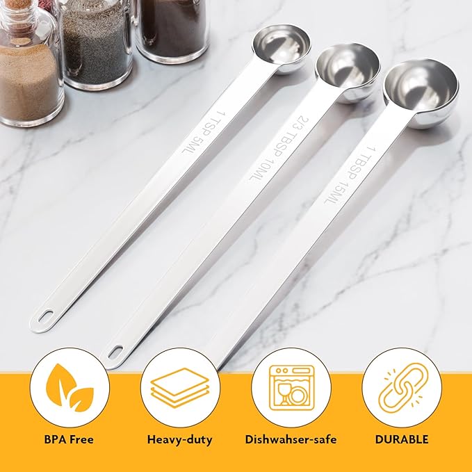 2PCS 1Tbsp Extra Long Handle Measuring Spoon, Single Stainless Steel Individual - Image 4