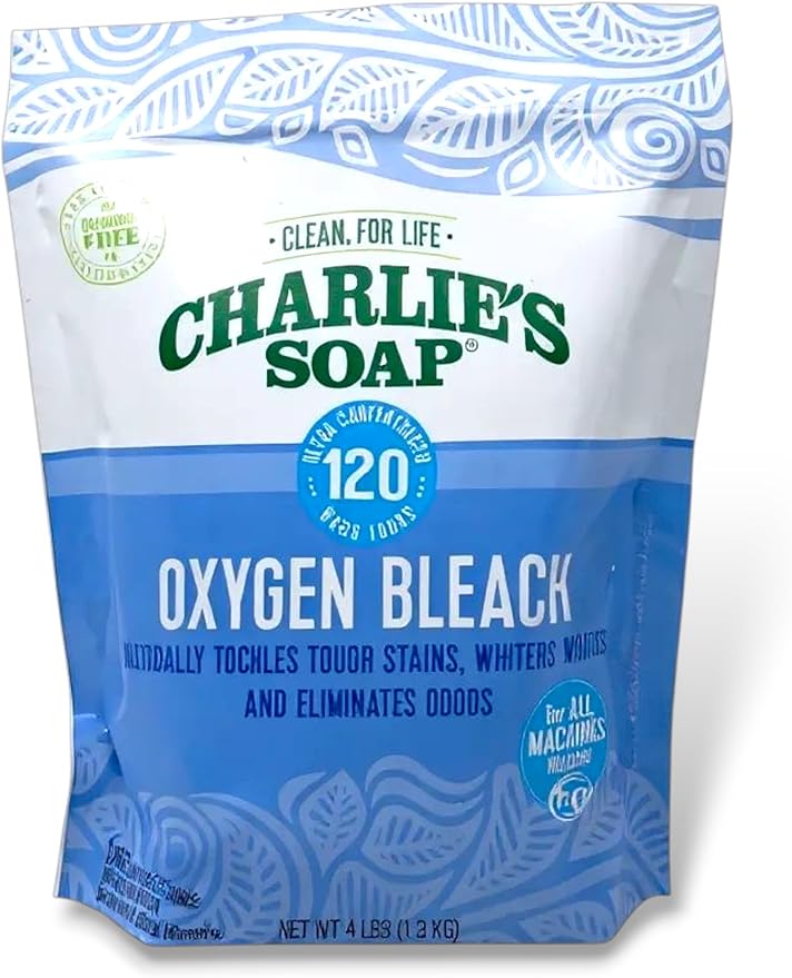 Charlie’s Soap Oxygen Bleach Powder – Chlorine-Free Laundry Whitener & Stain by CharliesSoap