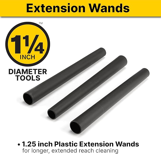 Shop-Vac 9061400 1.25 Inch Diameter Extension Wands, 3-Piece Set, Durable Black - Image 2