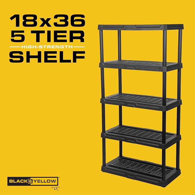 CX 5-Tier Plastic Storage Shelving Unit 2 Pack, Heavy Duty, 150lbs Per Shelf - Image 4