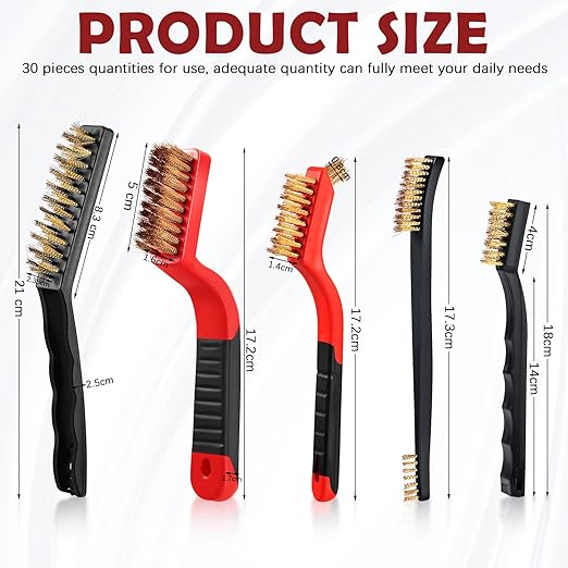 Sumind 30 Pcs Wire Cleaning Brush Set Nylon/ Stainless Steel/ Brass Metal Brush - Image 2