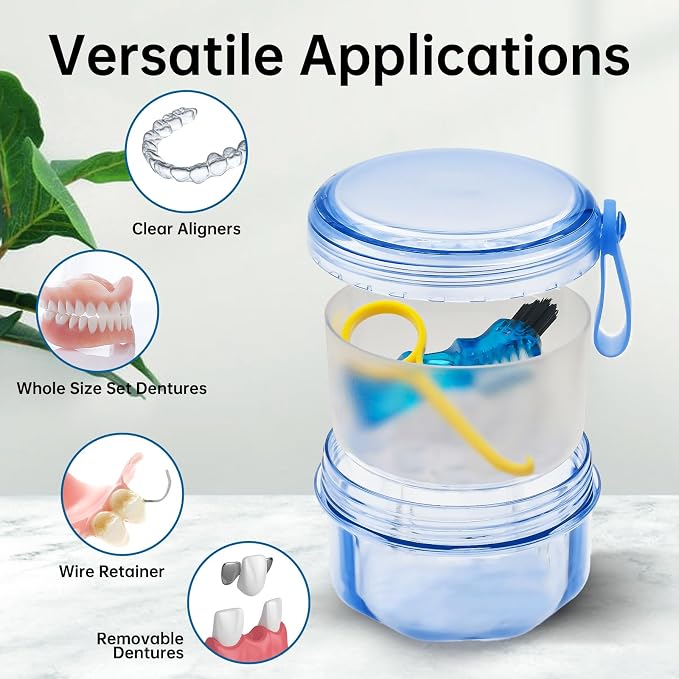 No Leak Partial Denture Case Retainer Bath Box Cup, Denture Soaking Cup False - Image 4
