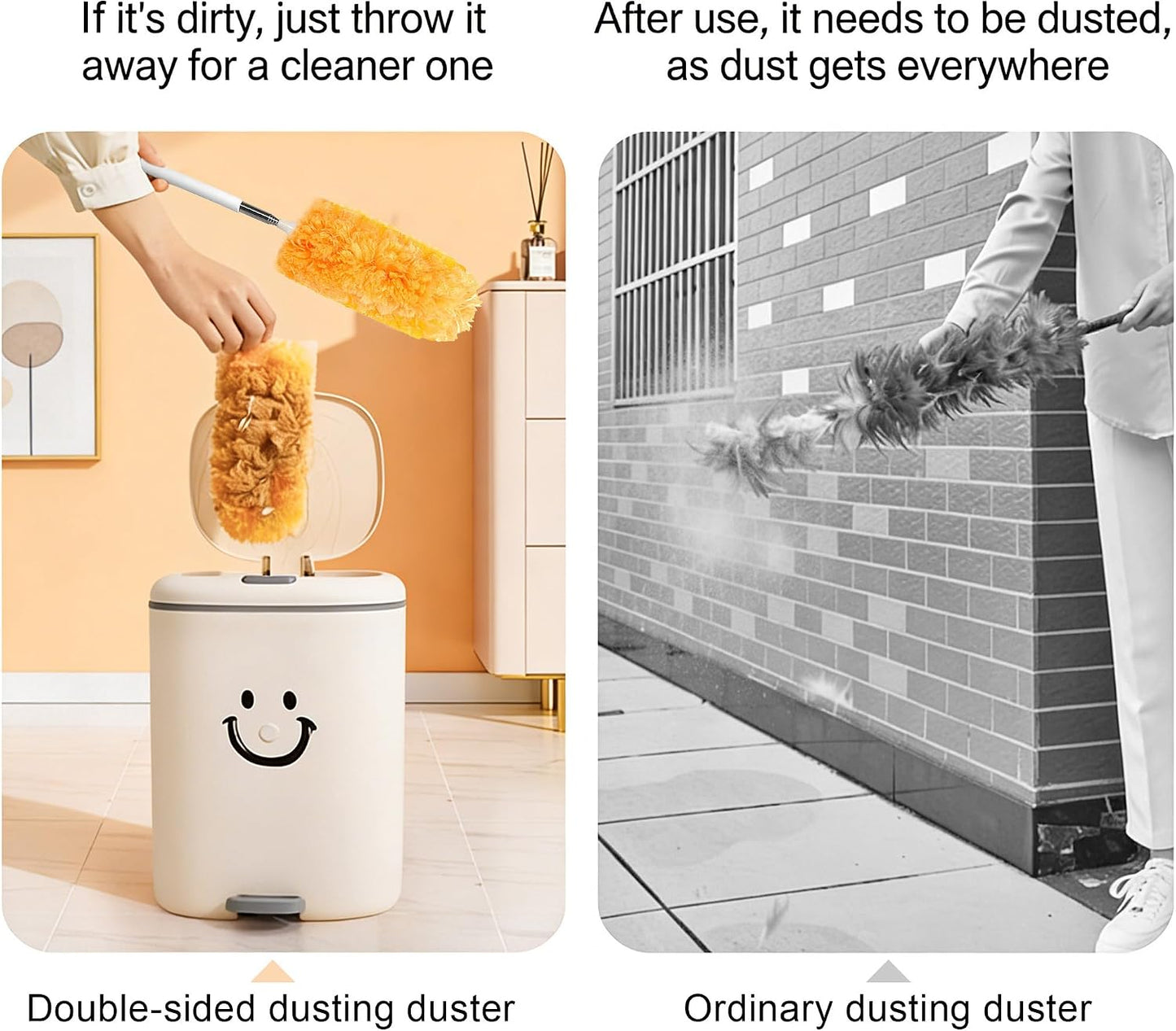 Extendable Duster 31.5 Inch Telescoping Pole with Reusable Washable Non-Woven Double-Sided Cleaning Head Orange for Ceiling Fans Blinds Vents High Ceilings Hard to Reach Places