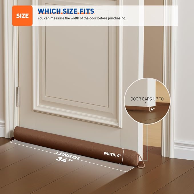 MAGZO Door Draft Stopper, 34 Inch Under Door Draft Blocker Noise Stopper - Image 3