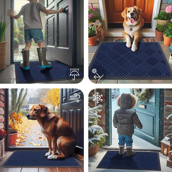 Smiry Front Door Mat Outside Entrance, Heavy Duty Outdoor Indoor Natural Rubber - Image 7