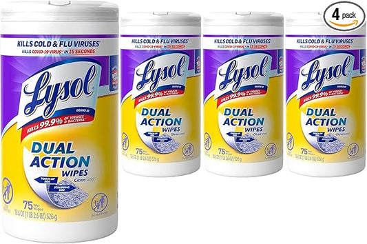 Lysol Dual Action Disinfectant Wipes, Dorm Room Essentials, Citrus Scent by Lysol