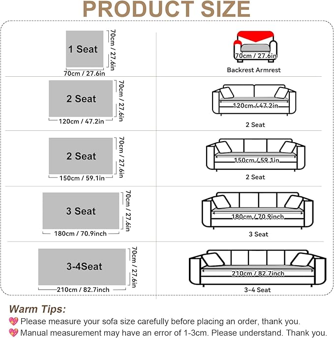 OTOB Couch Covers for 3 Cushion Couch Sofa Pet Friendly, Washable & Non Slip - Image 6