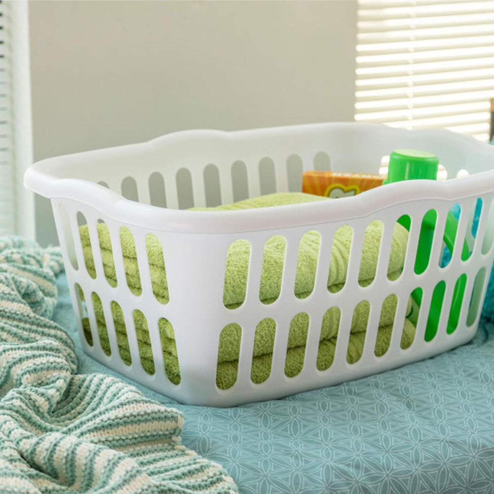 Sterilite 12-Pack Rectangular Laundry Basket, Plastic Clothes Hamper, 1.5 Bus...