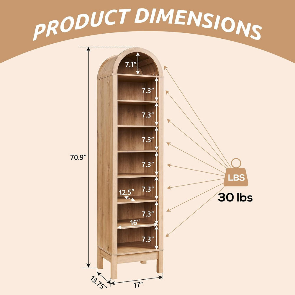 IFBUY 71" Tall Arched Shoe Cabinet, 8 Tiers Shoe Storage Cabinet, Freest...