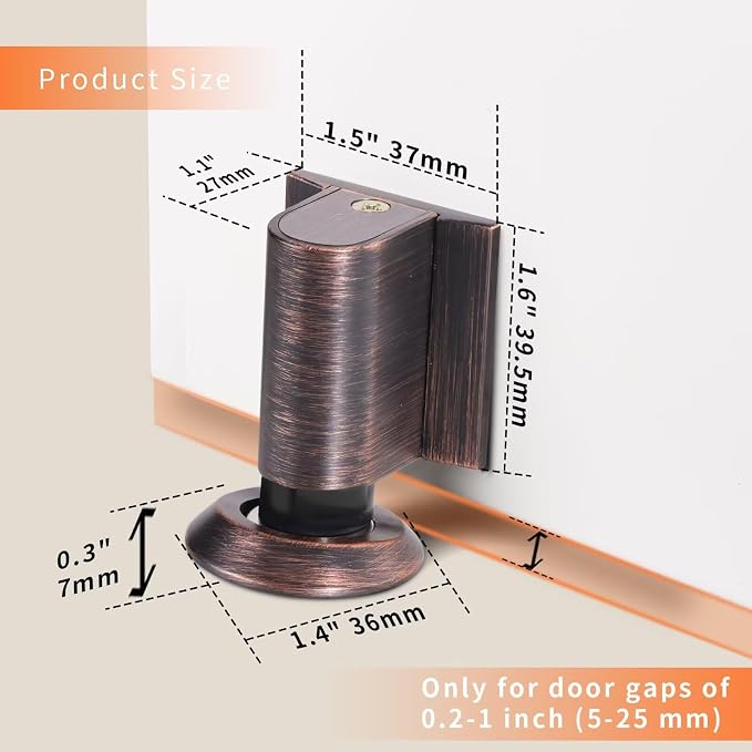 Bak Bo Magnetic Door Stoppers 2 Pack Bottom of Door Holder Keep Door Open No - Image 2