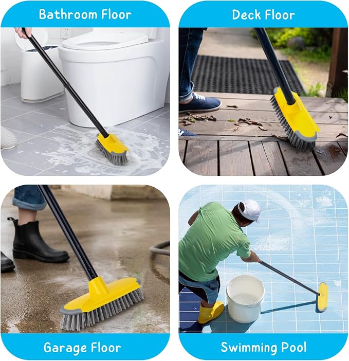 Deck Brush with Long Handle, Floor Scrub Broom - Image 8