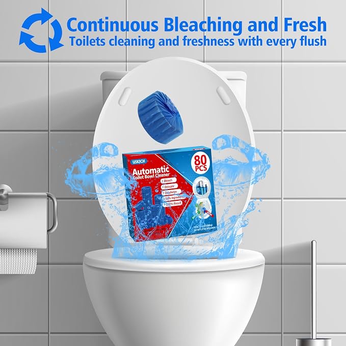 USKICH 80 Pack Toilet Bowl Cleaner Tablets, Long-Lasting Household Toilet - Image 2