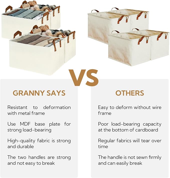 GRANNY SAYS Closet Storage Baskets, Collapsible Fabric Storage Bins - Image 4