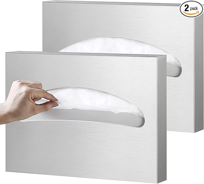 2 Packs Toilet Seat Cover Dispenser Wall Mounted SUS 304 Stainless Steel Brushed by Gorlary