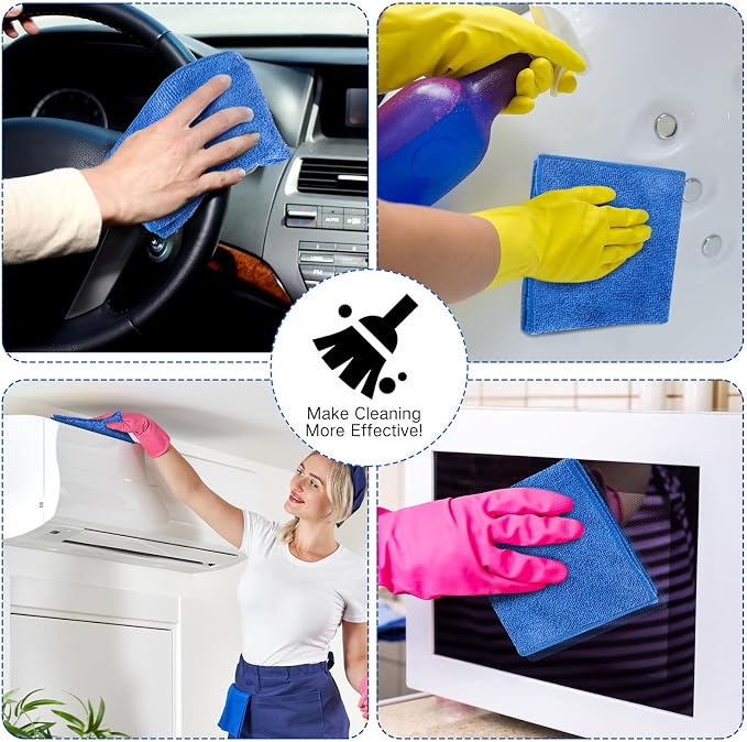 200 Pieces Microfiber Cleaning Cloths Bulk Absorbent Microfiber Towels Reusable - Image 6