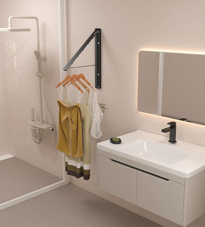Dr.DJ Clothes Drying Rack, Wall-Mounted Retractable & Foldable Clothes Hanger - Image 7