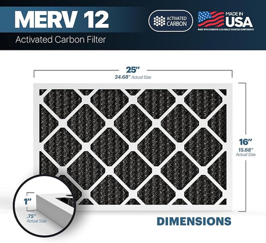 BNX TruFilter 16x25x1 MERV 12 Odor Defense AC Furnace Air Filter - Image 2