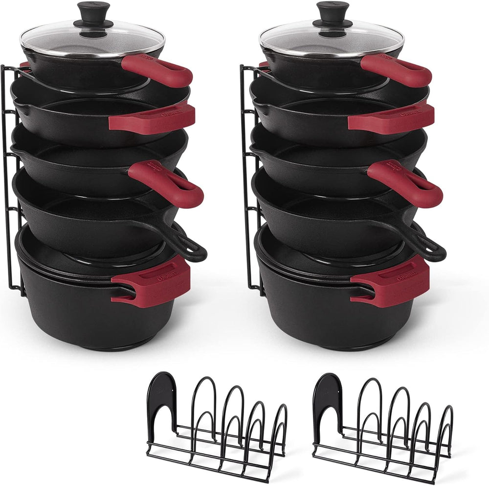 Cuisinel Pots and Pans Organizer for Cast Iron, 15" Skillet Rack, 2 Pack