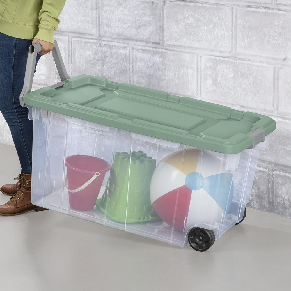 Extra Large Storage Bin, 40 Gallon Wheeled Plastic Storage Container with Han...