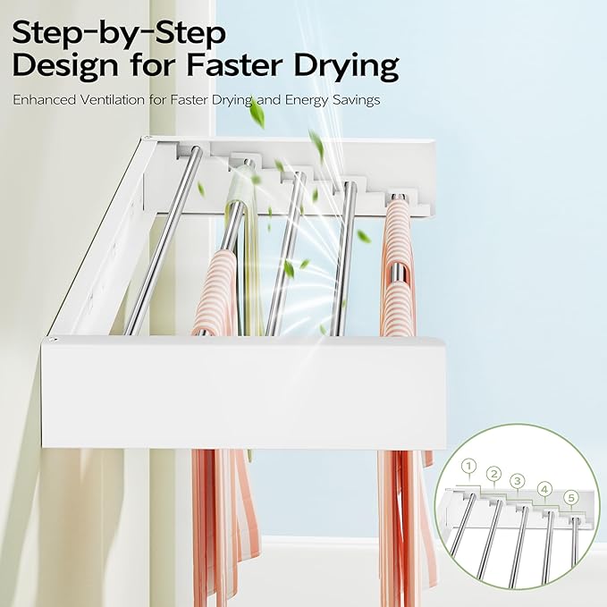 Wall Mounted Clothes Drying Rack 32", Foldable Wall Mount Laundry Rack F...