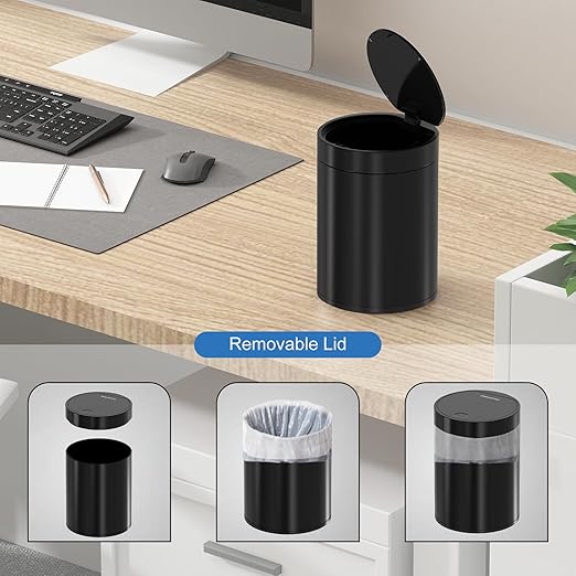 Mini Trash Can for Desk with Pop Up Lid, 1.5L Tiny Trash Can for Desk, 0.4 Gal - Image 3