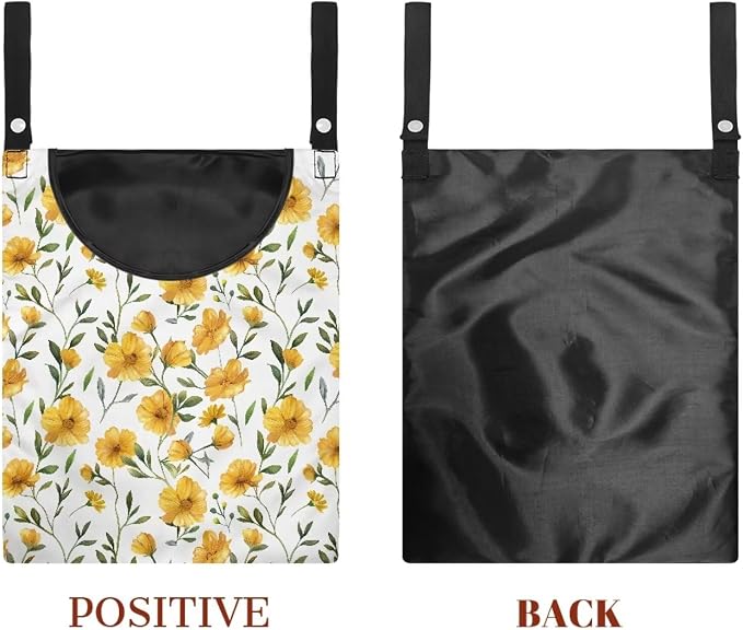Yellow Floral Clothespin Bag Space-Saving Laundry Hanging Storage Organizer - Image 7